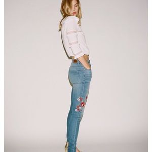 Express high waisted floral skinny jeans